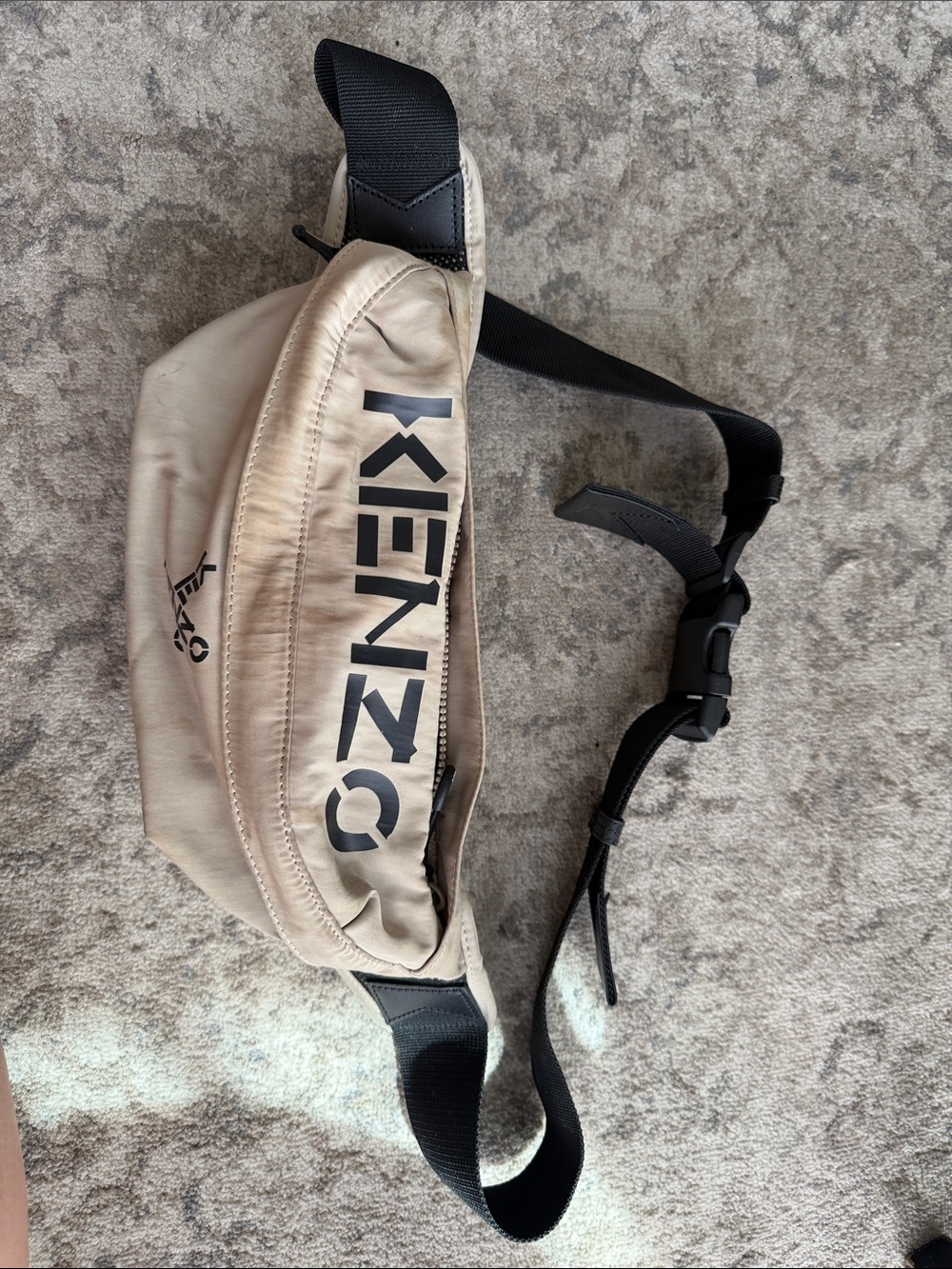 Kenzo Beige and Black Logo Belt Bag